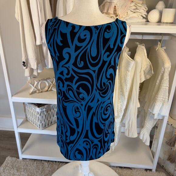Chico's size 1 translates to a size small black & blue sleeveless tunic #2998 - Picture 4 of 6